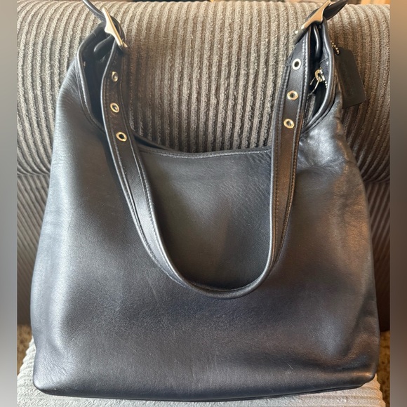 VTG Coach Legacy Charcoal Leather Shoulder Bag with Silver Hardware D1D-9058 - Picture 2 of 16